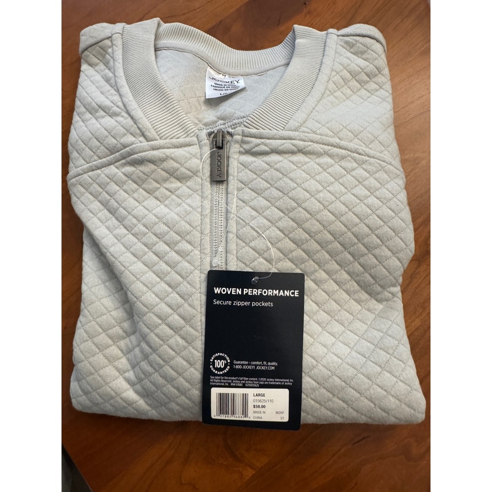 Jockey Woven Performance Quilted Full Zip Jacket Gray Large NWT 015625/110